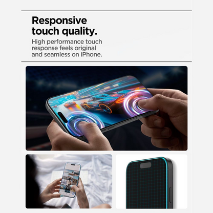 Folie de protectie Ecran Spigen GlastR Align Master Slim pentru Apple iPhone 17 Pro Max, Sticla Securizata, Full Glue, Set 3 bucati AGL10099