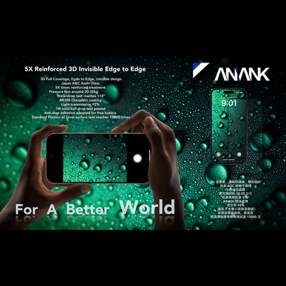 Folie de protectie Ecran Anank 5X Reinforced Invisible pentru Apple iPhone 17 Pro Max, Sticla Securizata, Full Glue, 3D, Neagra