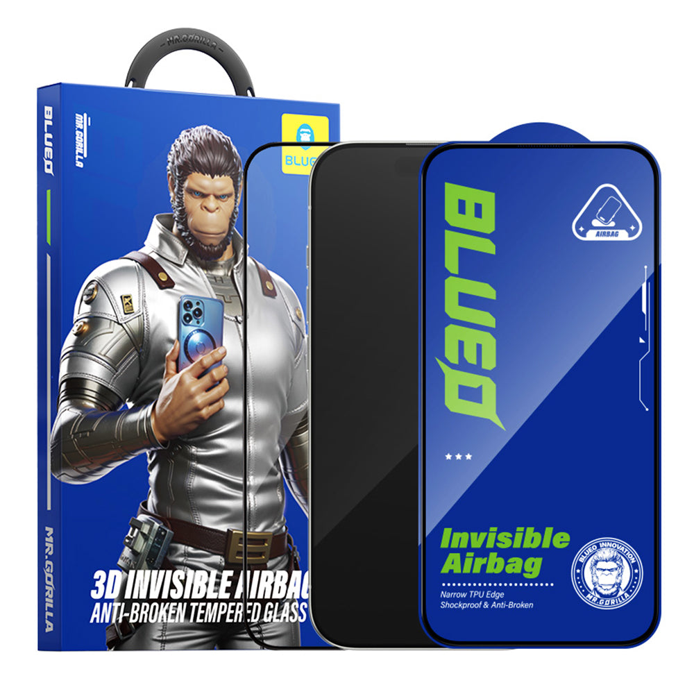 Folie de protectie Ecran Blueo Anti-Broken pentru Apple iPhone 15 Pro, Sticla Securizata, Full Glue, Neagra