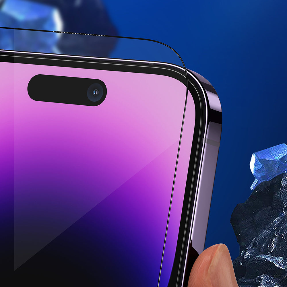 Folie de protectie Ecran Blueo Anti-Broken pentru Apple iPhone 15 Pro, Sticla Securizata, Full Glue, Neagra