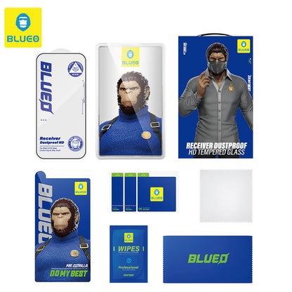 Folie de protectie Ecran Blueo Anti-Dust HD pentru Apple iPhone 14 Pro Max, Sticla Securizata, Full Glue, Neagra