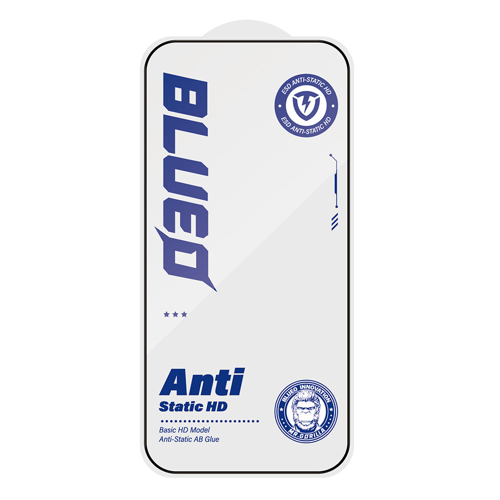 Folie de protectie Ecran Blueo Anti-Static HD pentru Apple iPhone 14 Pro Max, Sticla Securizata, Full Glue, Neagra