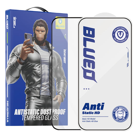 Folie de protectie Ecran Blueo Anti-Static HD pentru Apple iPhone 18 Pro Max / 17 Pro Max / 16 Pro Max, Sticla Securizata, Full Glue, Neagra