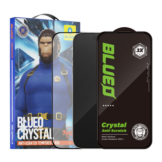 Folie de protectie Ecran Blueo Crystal Anti-Scratch pentru Apple iPhone 16 / 15, Sticla Securizata, Full Glue, Neagra
