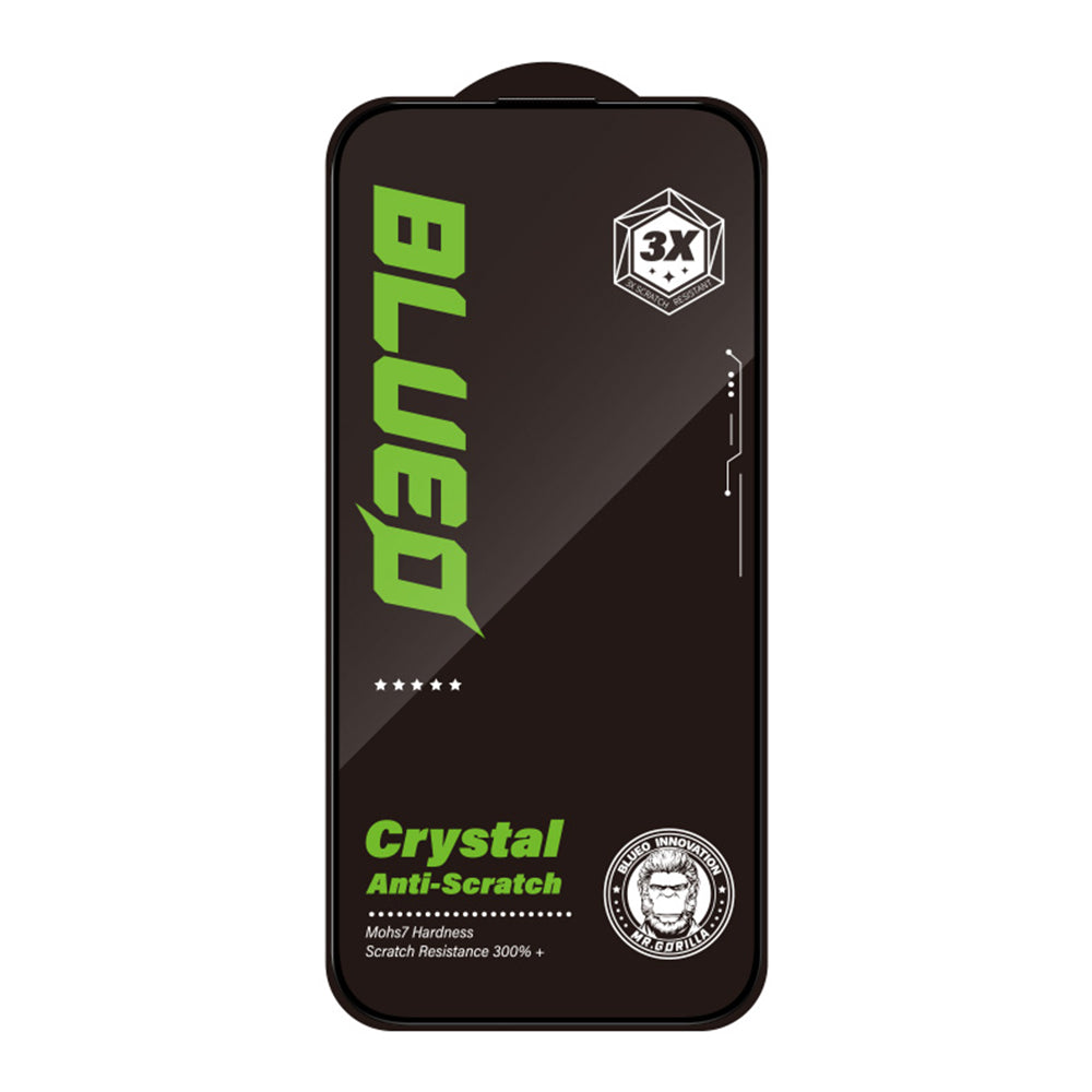 Folie de protectie Ecran Blueo Crystal Anti-Scratch pentru Apple iPhone 16 Plus / 15 Plus, Sticla Securizata, Full Glue, Neagra
