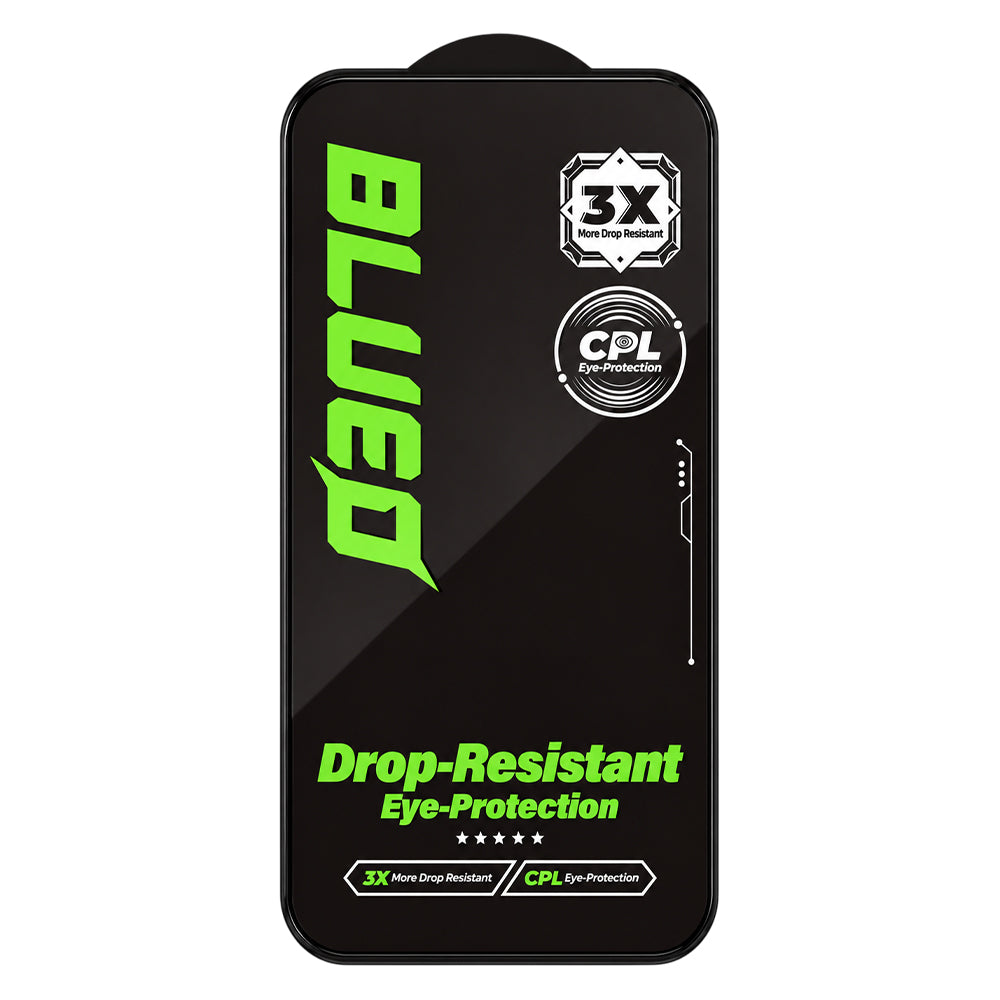 Folie de protectie Ecran Blueo Drop Resistant pentru Apple iPhone 18 Pro Max / 17 Pro Max / 16 Pro Max, Sticla Securizata, Full Glue, Neagra