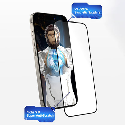 Folie de protectie Ecran Blueo Sapphire Applicator Pro pentru Apple iPhone 15 Pro Max, Sticla Securizata, Full Glue, Neagra