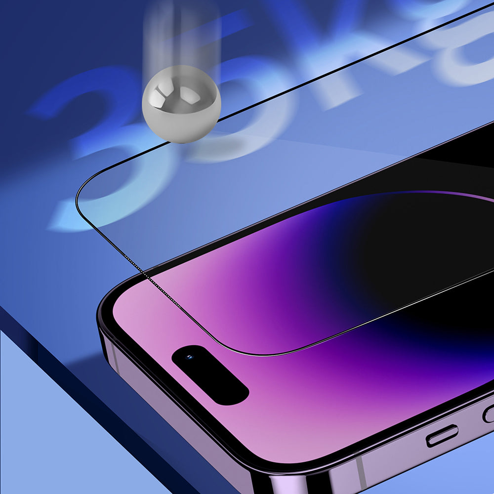 Folie de protectie Ecran Blueo Sapphire Applicator Pro pentru Apple iPhone 16 Pro, Sticla Securizata, Full Glue, Neagra