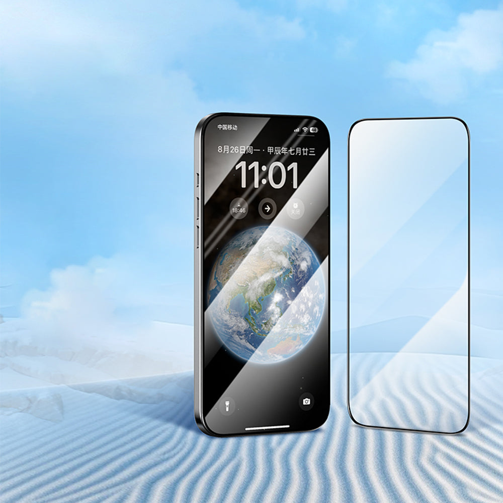 Folie de protectie Ecran Blueo Silk HD pentru Apple iPhone 16 / 15, Sticla Securizata, Full Glue, Set 5 bucati, 2.5D, Neagra