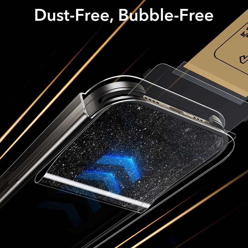 Folie de protectie Ecran ESR Corning UltraFit pentru Apple iPhone 17 / 16 Pro, Sticla Securizata, Full Glue, Set 3 bucati