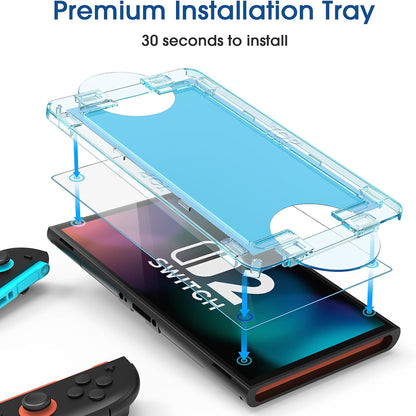 Folie Protectie Ecran Techsuit SwitchAura Applicator pentru Nintendo Switch 2, Sticla Securizata, Set 2 bucati