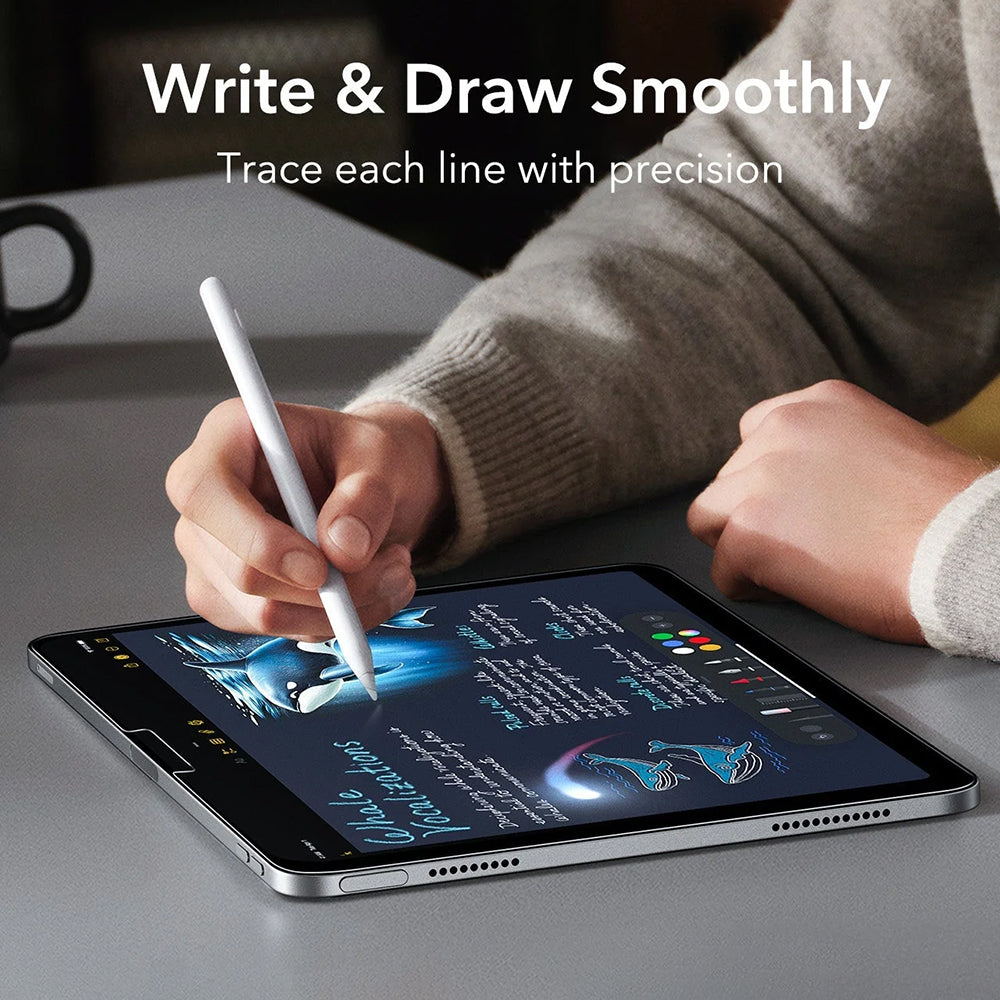 Folie de protectie Ecran ESR Armorite Paper Feel UltraFit pentru Apple iPad (2025) / (2022), Sticla Securizata, Full Glue, Set 2 bucati