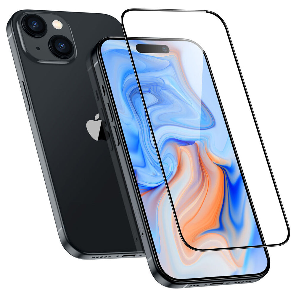 Folie de protectie Ecran ESR Armorite pentru Apple iPhone 15 Plus, Sticla Securizata, Full Glue, Neagra
