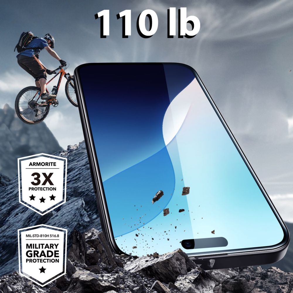 Folie de protectie Ecran ESR Armorite pentru Apple iPhone 16 Plus / 15 Plus, Sticla Securizata, Full Glue, Neagra