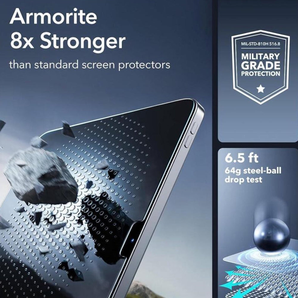 Folie de protectie Ecran ESR Armorite UltraFit pentru Apple iPad Air 13 (2026) / Pro 13 (2025), Sticla Securizata, Full Glue, Set 2 bucati