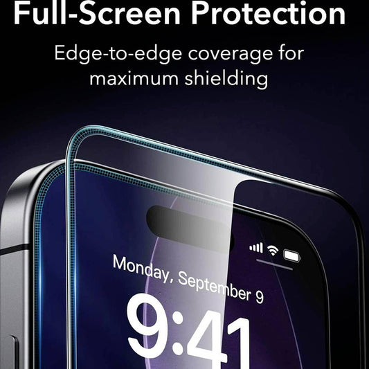 Folie de protectie Ecran ESR Armorite UltraFit pentru Apple iPhone 17 / 16 Pro, Sticla Securizata, Full Glue, Set 2 bucati, Neagra