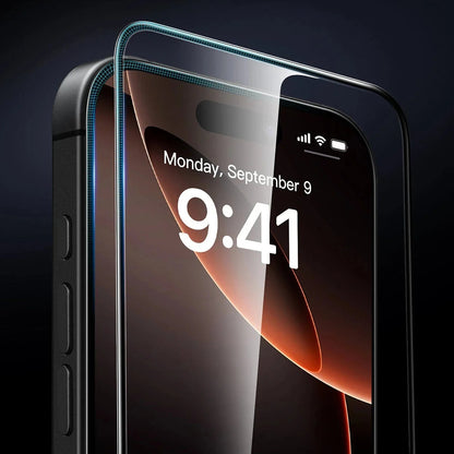 Folie de protectie Ecran ESR Armorite UltraFit pentru Apple iPhone 17 / 16 Pro, Sticla Securizata, Full Glue, Set 3 bucati, Neagra