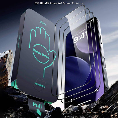 Folie de protectie Ecran ESR Armorite UltraFit pentru Apple iPhone 17 Air, Sticla Securizata, Full Glue, Set 2 bucati, Neagra