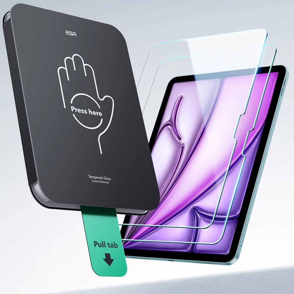 Folie de protectie Ecran ESR UltraFit pentru Apple iPad Air 13 (2025) / Air 13 (2024), Sticla Securizata, Full Glue, Set 2 bucati