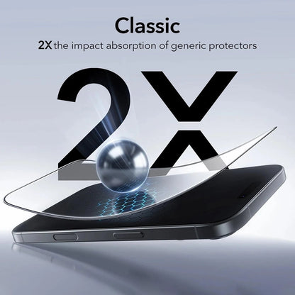 Folie de protectie Ecran ESR UltraFit pentru Apple iPhone 17 / 16 Pro, Sticla Securizata, Full Glue, Set 3 bucati