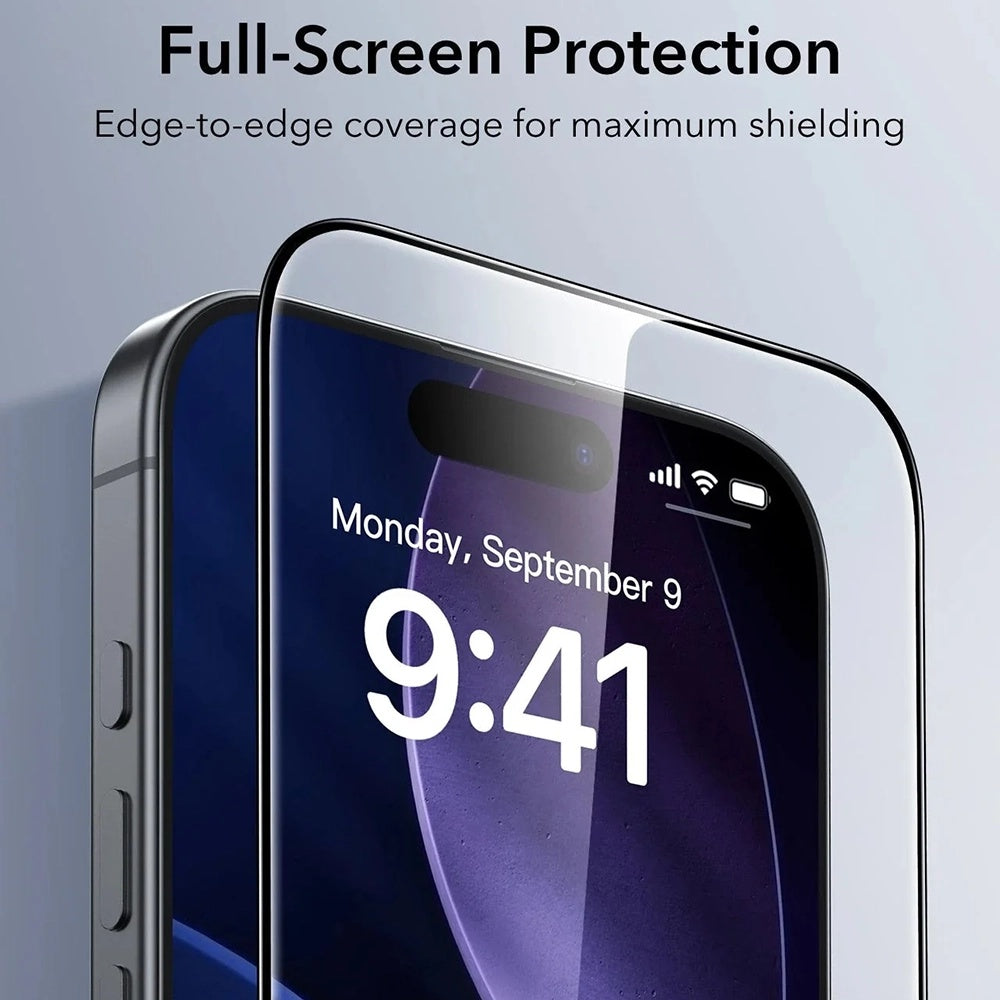 Folie de protectie Ecran ESR UltraFit pentru Apple iPhone 17 / 16 Pro, Sticla Securizata, Full Glue, Set 3 bucati