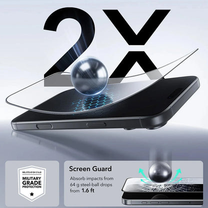 Folie de protectie Ecran ESR UltraFit pentru Apple iPhone 17 Pro Max, Sticla Securizata, Full Glue, Set 3 bucati