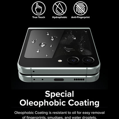 Folie de protectie Ecran Exterior Ringke pentru Samsung Galaxy Z Flip5 F731, Sticla Securizata, Full Glue, Set 2 bucati