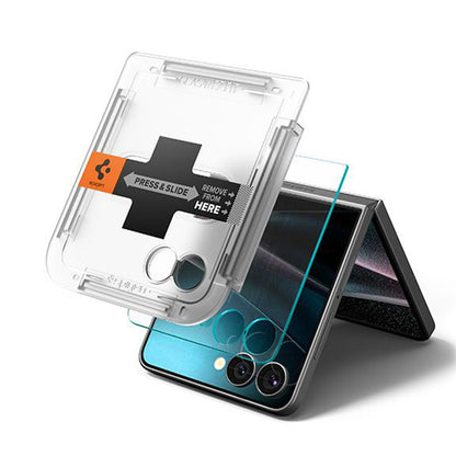 Folie de protectie Ecran Exterior Spigen GlastR EZ FIT pentru Samsung Galaxy Z Flip7 F766, Sticla Securizata, Full Glue