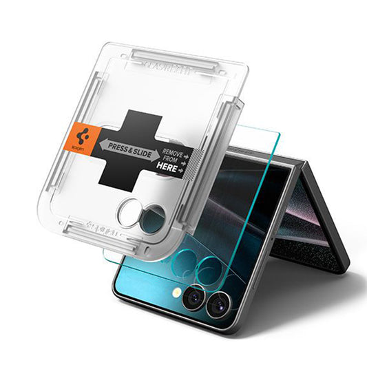 Folie de protectie Ecran Exterior Spigen GlastR EZ FIT pentru Samsung Galaxy Z Flip7 F766, Sticla Securizata, Full Glue