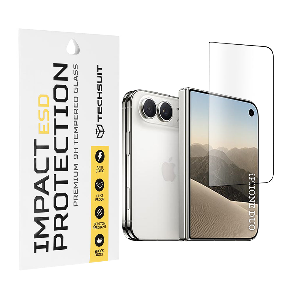 Folie de protectie Ecran Exterior Techsuit pentru Apple iPhone Duo, Sticla Securizata, Full Glue, Neagra