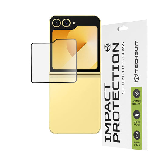 Folie de protectie Ecran Exterior Techsuit pentru Samsung Galaxy Z Flip6 F741, Sticla Securizata, Full Glue, 111D, Neagra