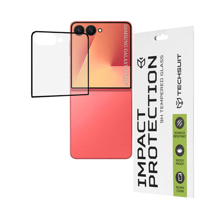 Folie de protectie Ecran Exterior Techsuit pentru Samsung Galaxy Z Flip7 F766, Sticla Securizata, Full Glue, 111D, Neagra