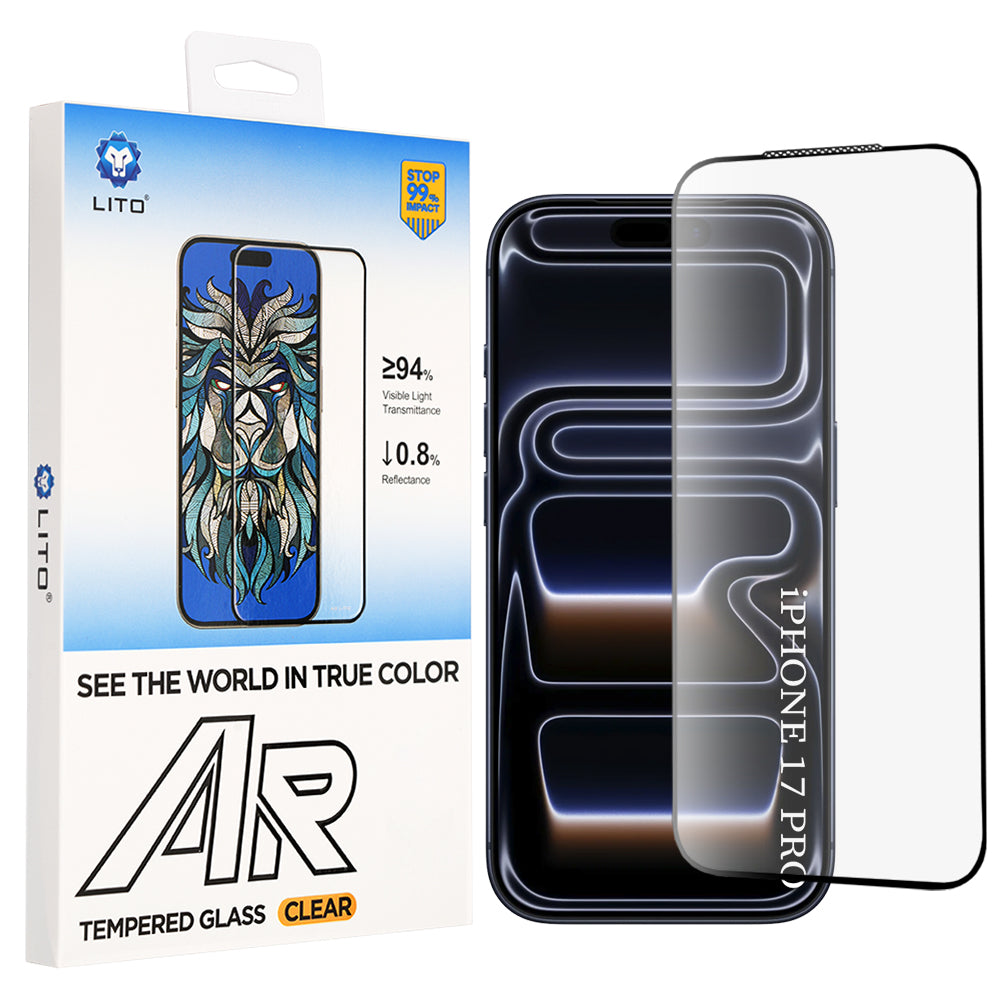 Folie de protectie Ecran Lito AR SE pentru Apple iPhone 18 Pro / 17 Pro, Sticla Securizata, Full Glue, Neagra