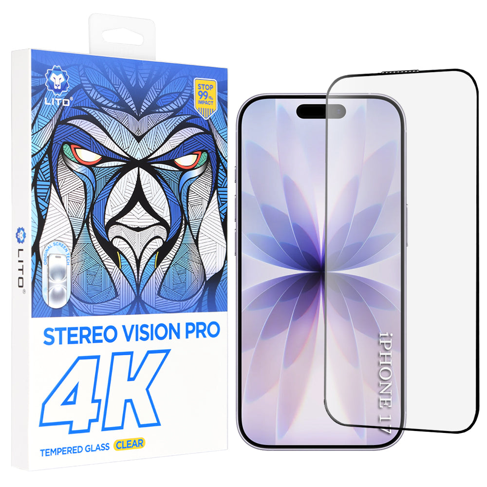 Folie de protectie Ecran Lito D+ Max 4K pentru Apple iPhone 17 / 16 Pro, Sticla Securizata, Full Glue, Neagra