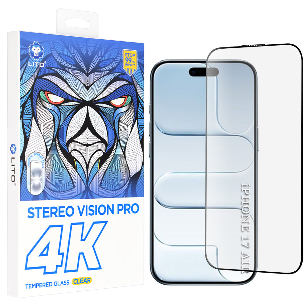 Folie de protectie Ecran Lito D+ Max 4K pentru Apple iPhone 17 Air, Sticla Securizata, Full Glue, Neagra