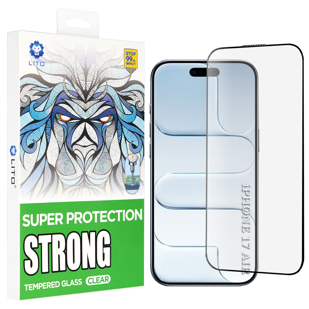 Folie de protectie Ecran Lito D+ Max Strong pentru Apple iPhone 17 Air, Sticla Securizata, Full Glue, Neagra