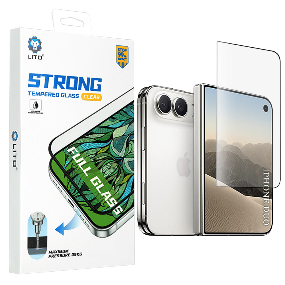 Folie de protectie Ecran Exterior Lito D+ Max Strong pentru Apple iPhone Duo, Sticla Securizata, Full Glue, Neagra