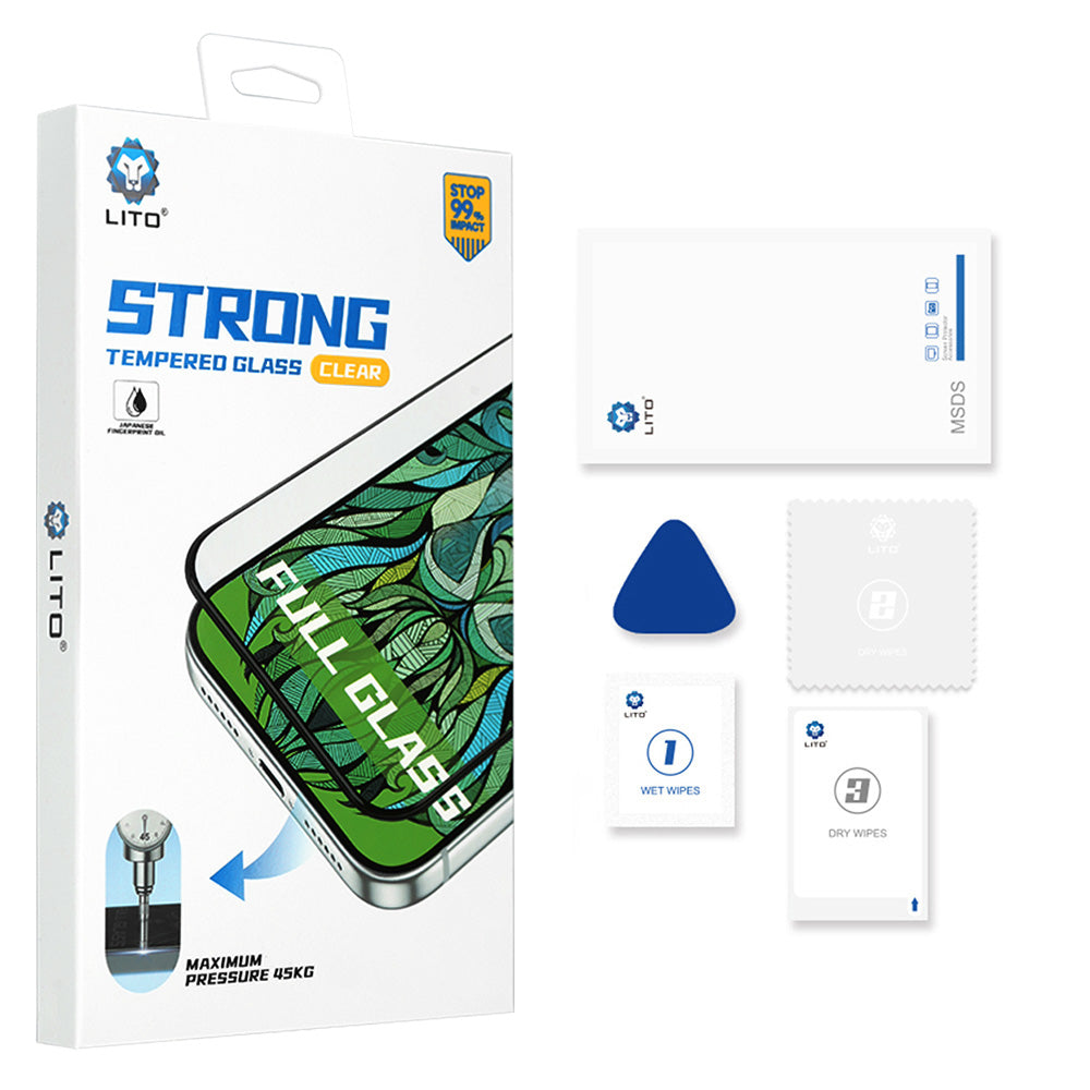 Folie de protectie Ecran Exterior Lito D+ Max Strong pentru Apple iPhone Duo, Sticla Securizata, Full Glue, Neagra