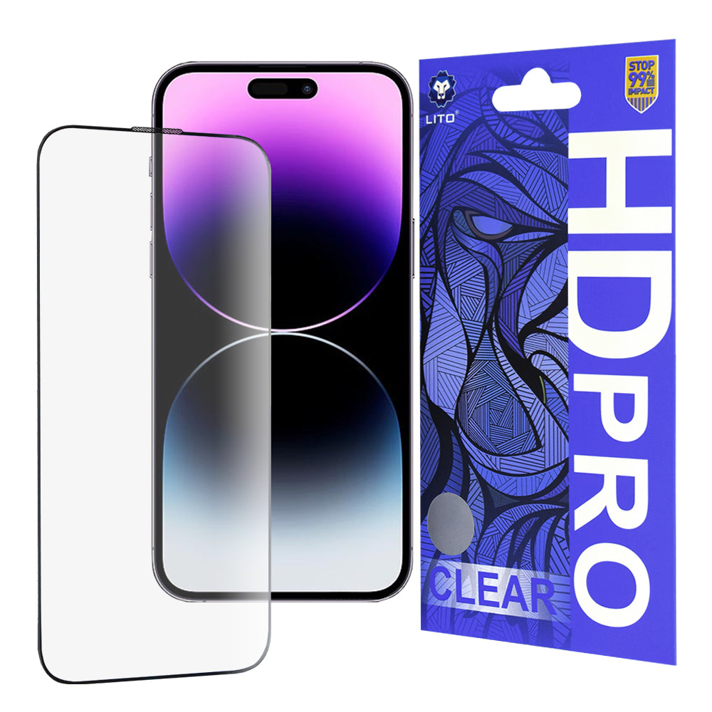Folie de protectie Ecran Lito HD Pro Clear pentru Apple iPhone 14 Pro Max, Sticla Securizata, Full Glue, Neagra