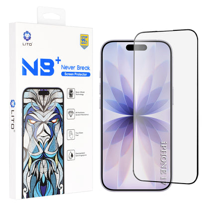 Folie de protectie Ecran Lito NB pentru Apple iPhone 17 / 16 Pro, Sticla Securizata, Full Glue, Neagra