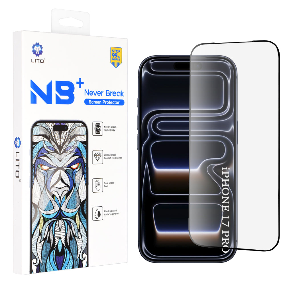 Folie de protectie Ecran Lito NB pentru Apple iPhone 17 Pro, Sticla Securizata, Full Glue, Neagra