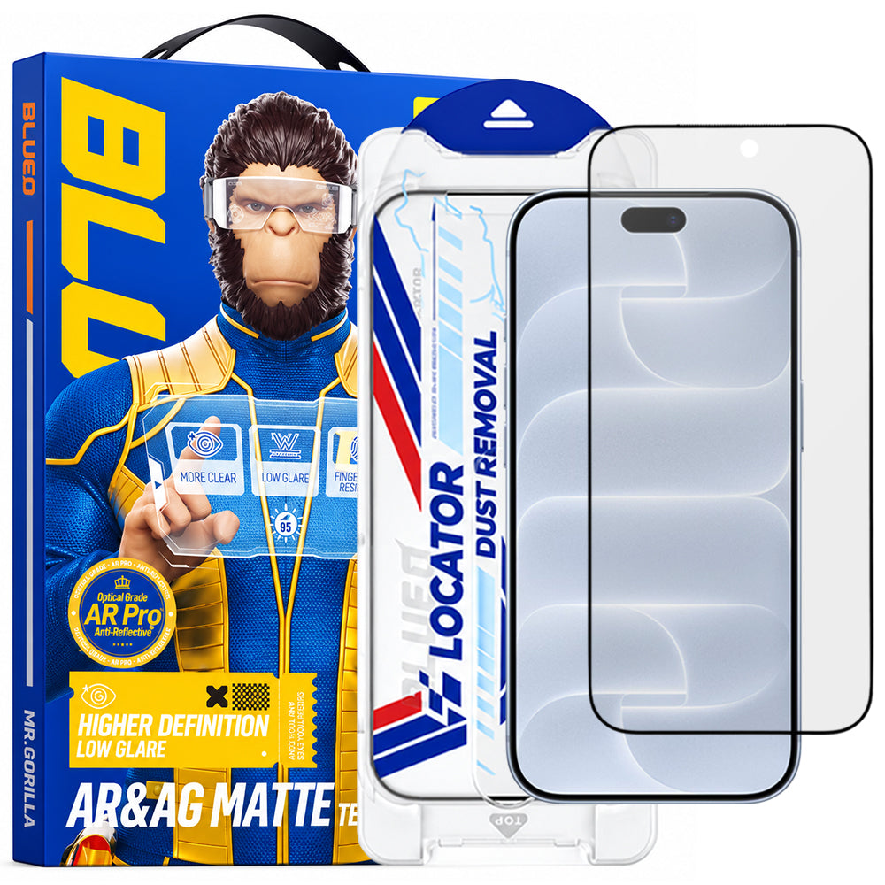 Folie de protectie Ecran Matte Blueo Anti Reflective Applicator Pro pentru Apple iPhone 18 Pro, Sticla Securizata, Full Glue, Neagra