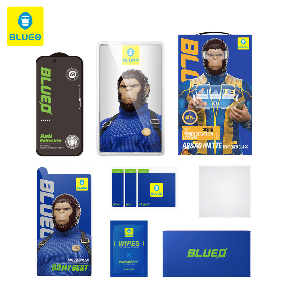 Folie de protectie Ecran Matte Blueo Anti Reflective HD pentru Apple iPhone 18 Pro Max, Sticla Securizata, Full Glue, Neagra