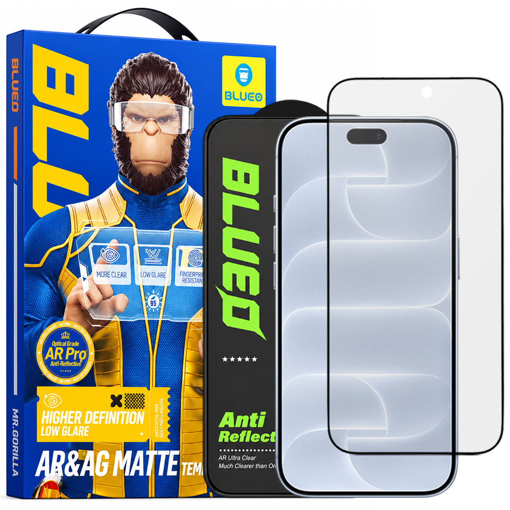 Folie de protectie Ecran Matte Blueo Anti Reflective HD pentru Apple iPhone 18 Pro, Sticla Securizata, Full Glue, Neagra