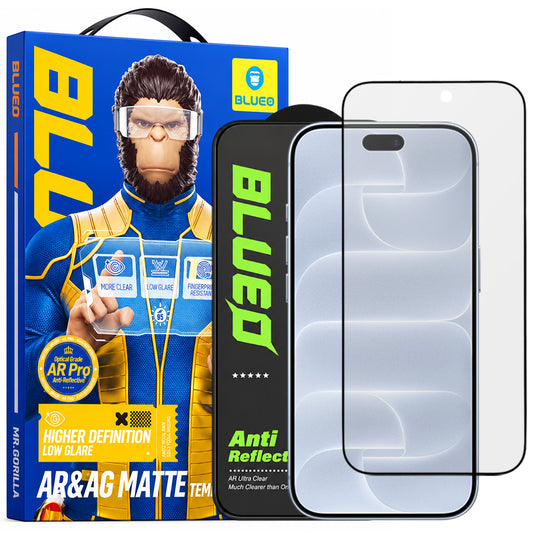 Folie de protectie Ecran Matte Blueo Anti Reflective HD pentru Apple iPhone 18 Pro, Sticla Securizata, Full Glue, Neagra