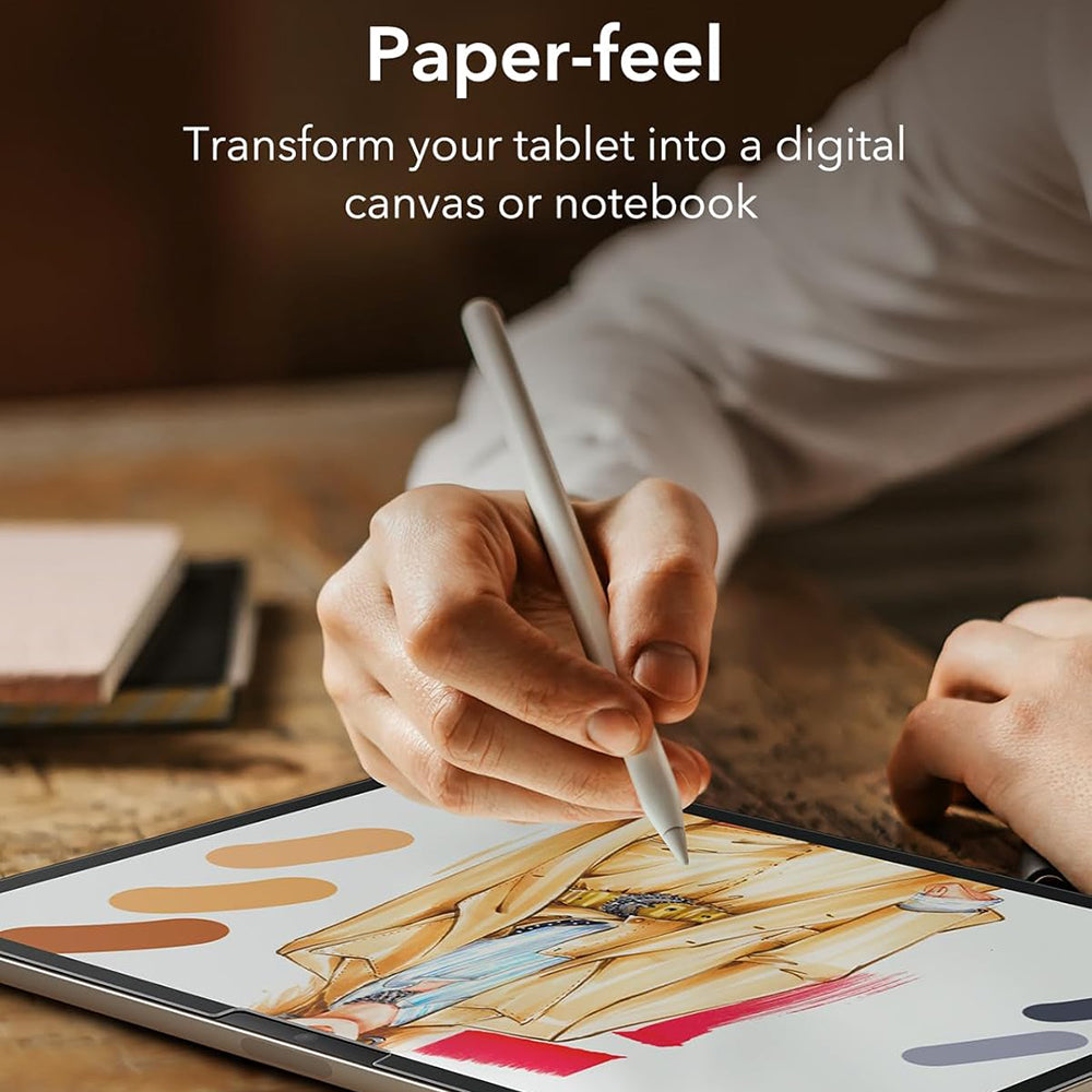 Folie de protectie Ecran Matte ESR Paper Feel pentru Apple iPad Air 13 (2025) / Air 13 (2024), Plastic, Full Glue, Set 2 bucati