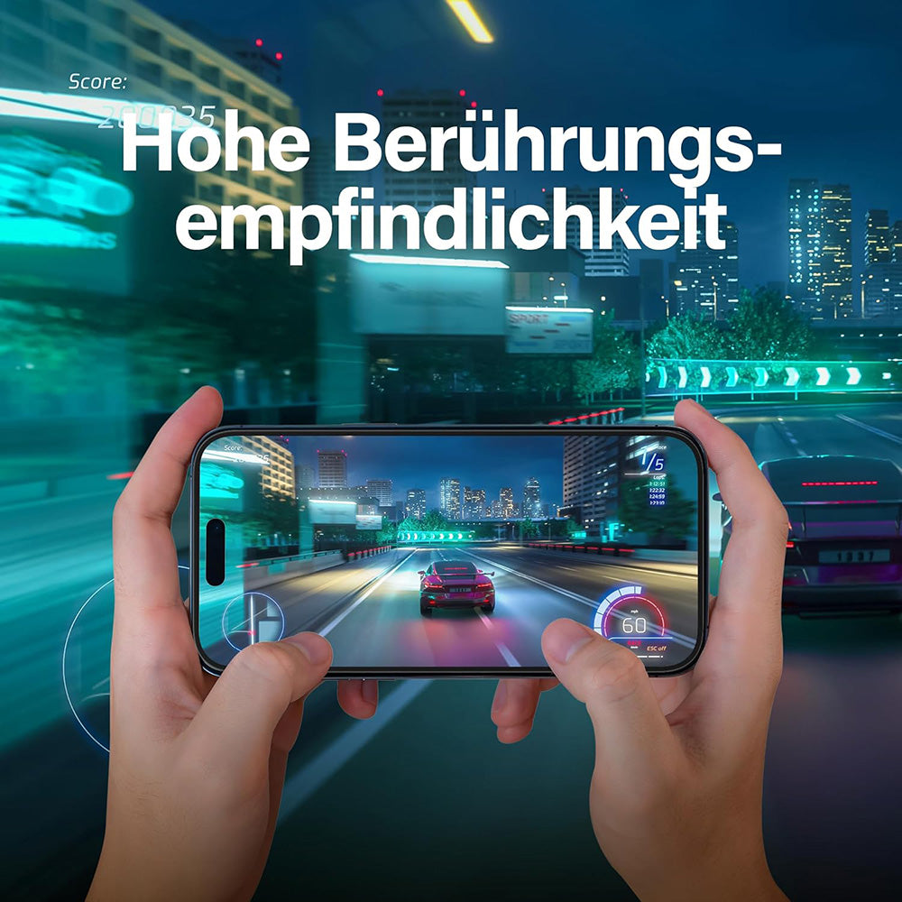 Folie de protectie Ecran Matte PanzerGlass Ultra-Wide Fit Gaming pentru Apple iPhone 16 Pro Max, Sticla Securizata, Full Glue, Neagra