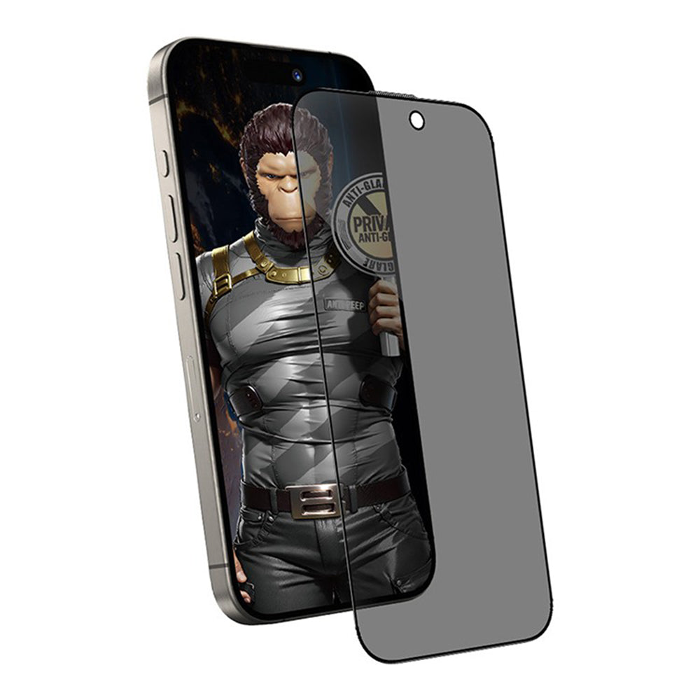 Folie de protectie Ecran Matte Privacy Blueo Anti-Peep pentru Apple iPhone 14 Pro, Sticla Securizata, Full Glue