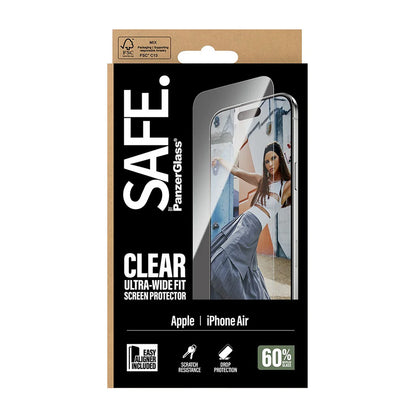 Folie de protectie Ecran PanzerGlass Safe. Ultra-Wide Fit EasyAligner pentru Apple iPhone 17 Air, Sticla Securizata, Full Glue