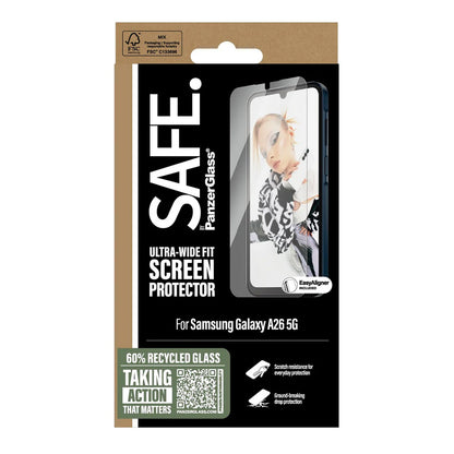 Folie de protectie Ecran PanzerGlass Safe. Ultra-Wide Fit EasyAligner pentru Samsung Galaxy A26 A266, Sticla Securizata, Full Glue